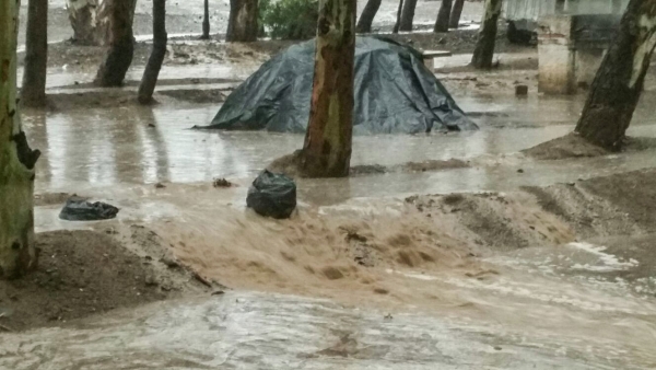 Serious flooding at camp