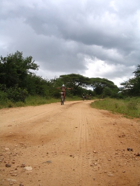 happy cyclist on Tanzanian roads 2008